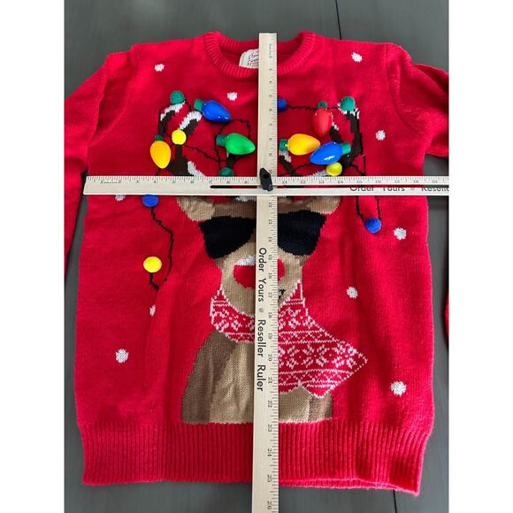 New: Women's Christmas Reindeer Traditional Knitted Holiday Ugly Sweater - Picture 4 of 6